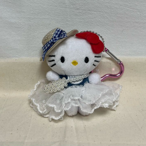 헬로키티 바캉스 밀짚 모자 레이스 진주 비즈 가방 키링