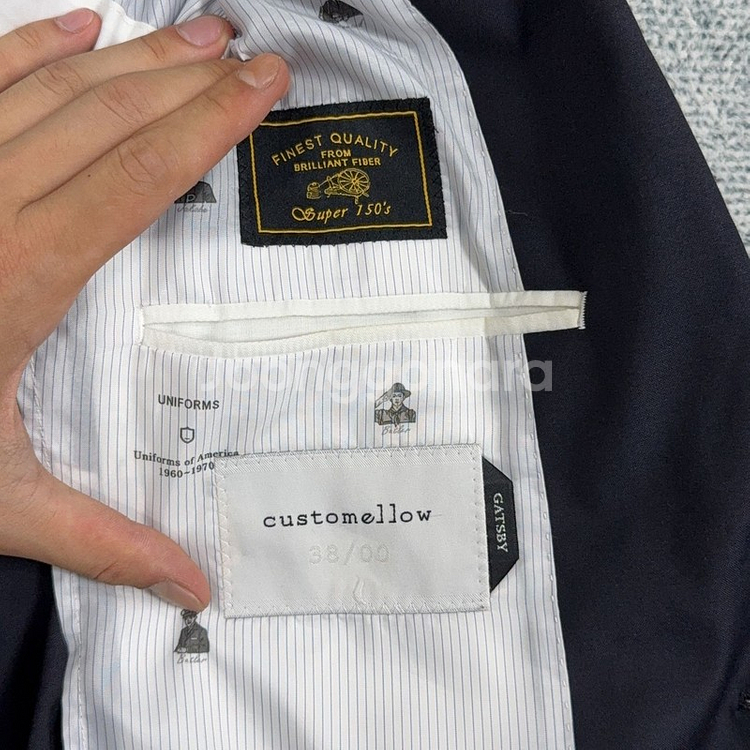 커스텀멜로우 네이비 투버튼 울 블레이저 100--2