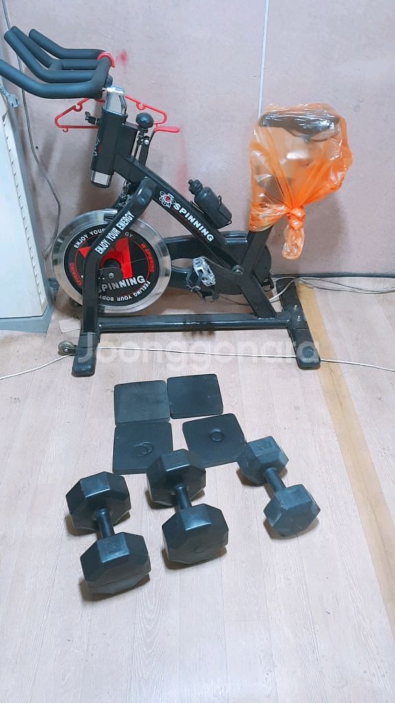 직거래) 실내자전거, 고무육각아령 12kg--0