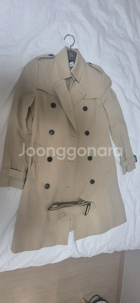 모조에스핀 모100% 베이지색 트렌치 코트 S(55)--0