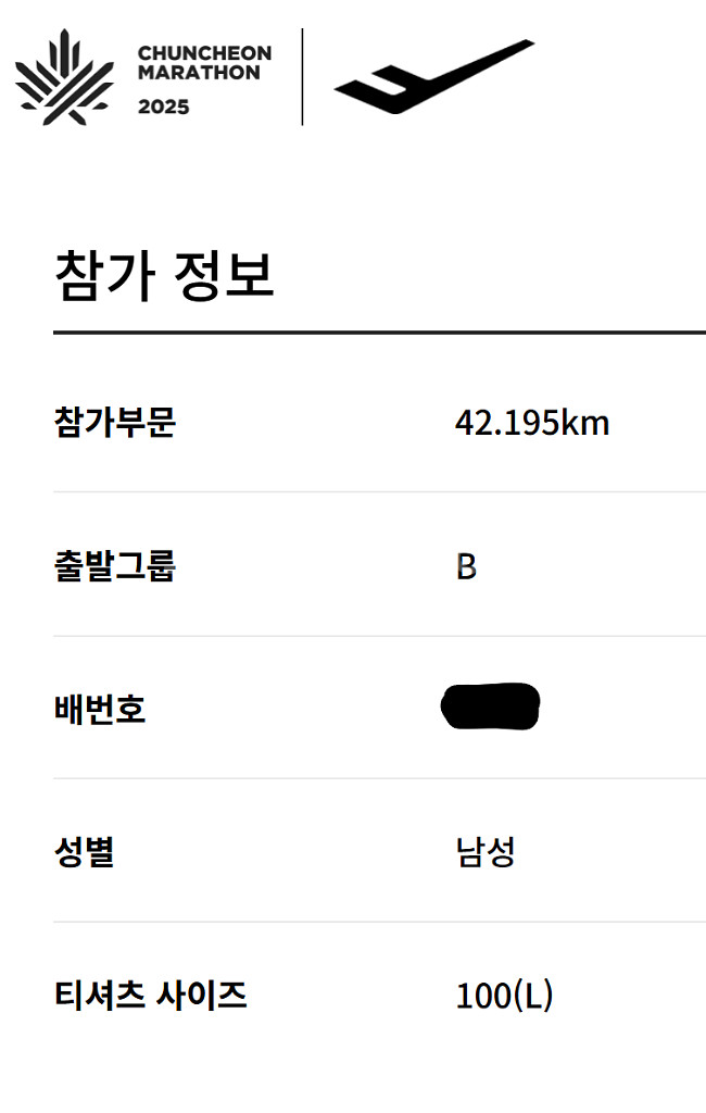 춘천마라톤 풀코스 패키지, B조, 기념티(L)--0