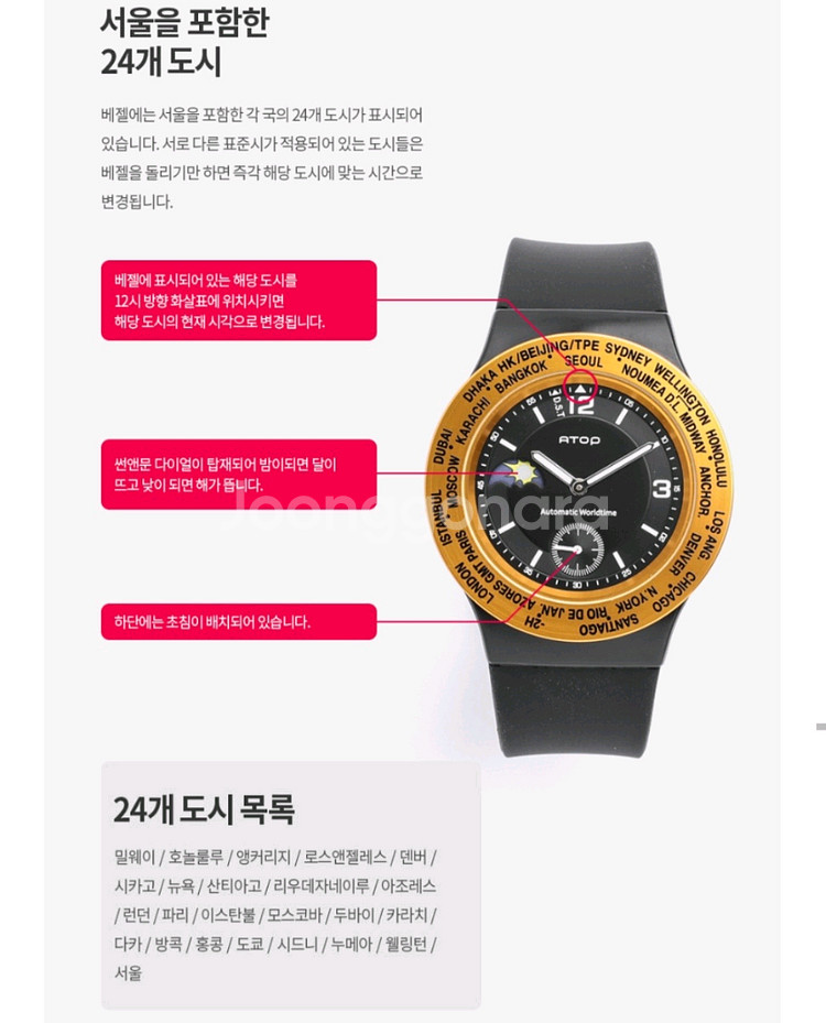 RHIZ] 월드타임 손목시계 해외여행 현지시간--2