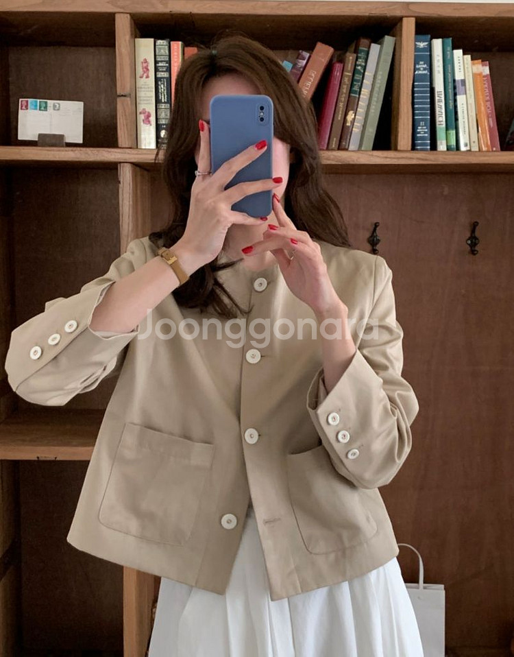 새상품 노카라 베이지 자켓--0