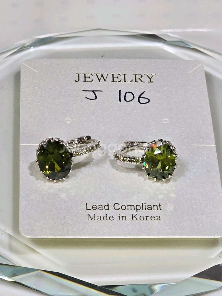 큐빅셋팅 원터치 귀걸이--0