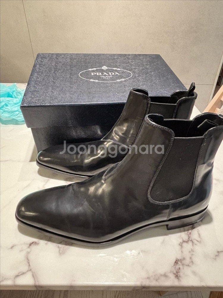 프라다 블랙 첼시 부츠 7.5 (265) 정품--7