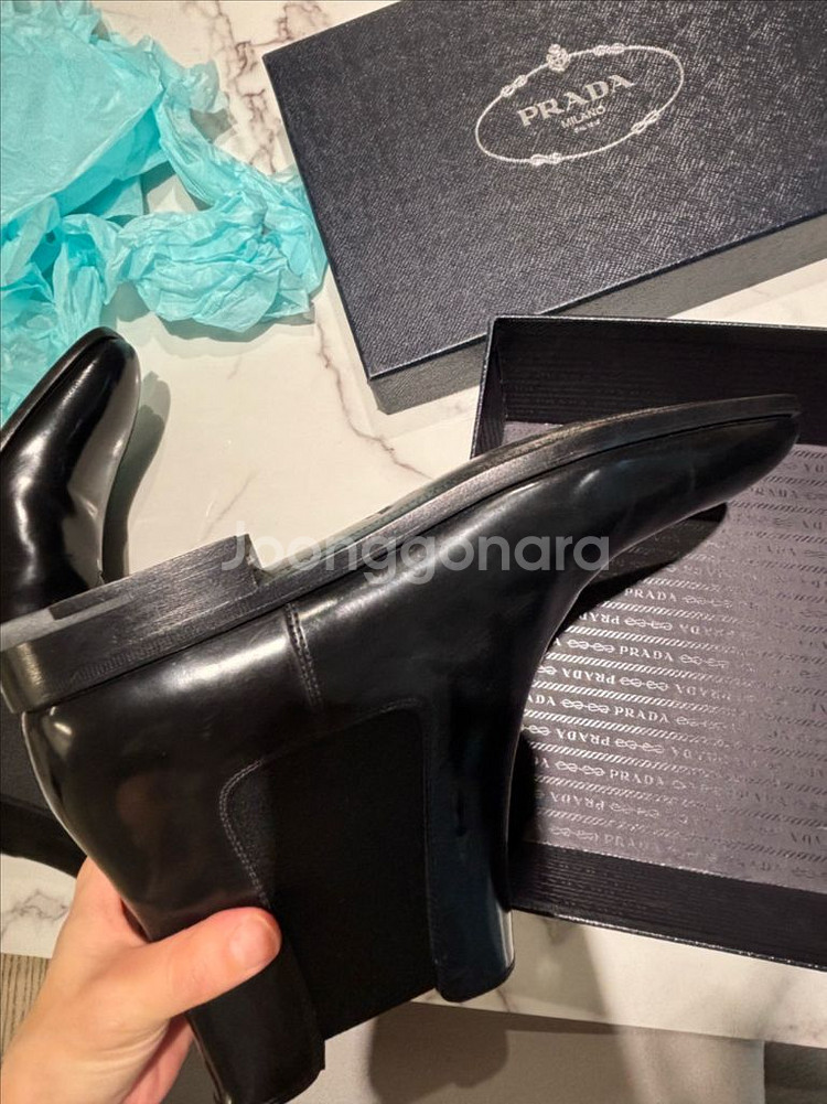 프라다 블랙 첼시 부츠 7.5 (265) 정품--5