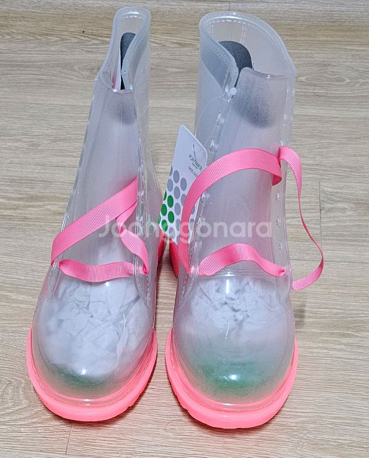 브랜드 폰트메이드클리어 핑크레인부츠장화240--0