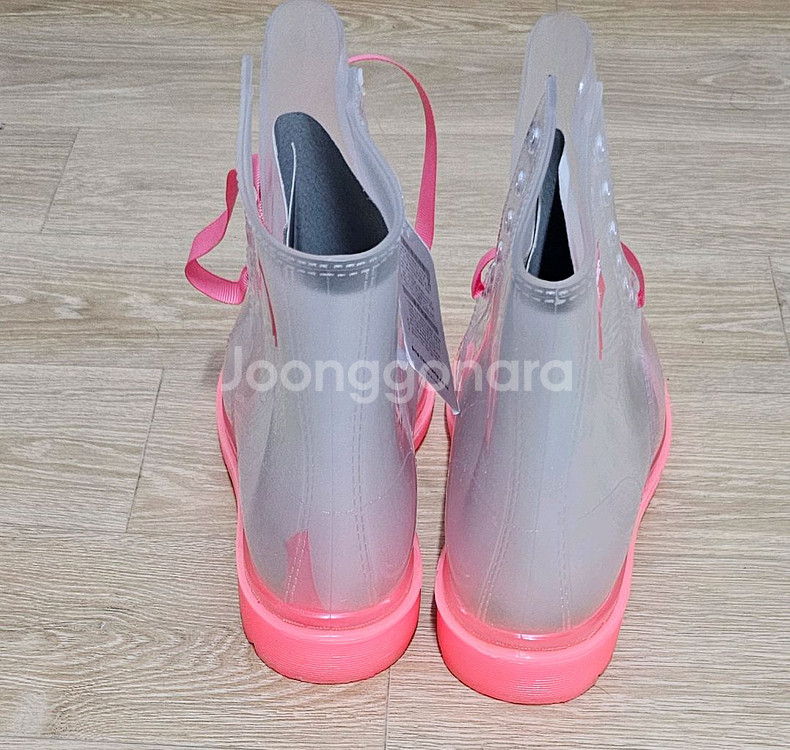 브랜드 폰트메이드클리어 핑크레인부츠장화240--2