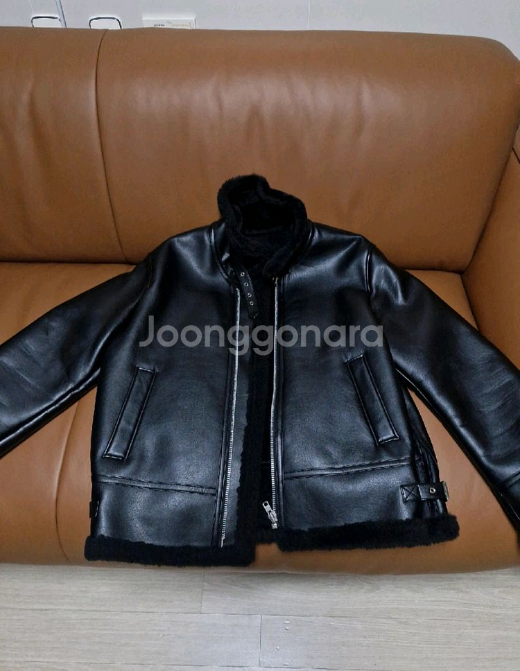 스페로네 페이크 레더 무스탕 블랙 L--3