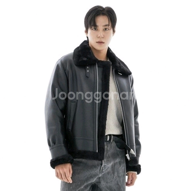 스페로네 페이크 레더 무스탕 블랙 L--1