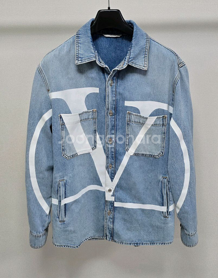 발렌티노 로고 데님 셔츠 자켓 48사이즈 100 105--0