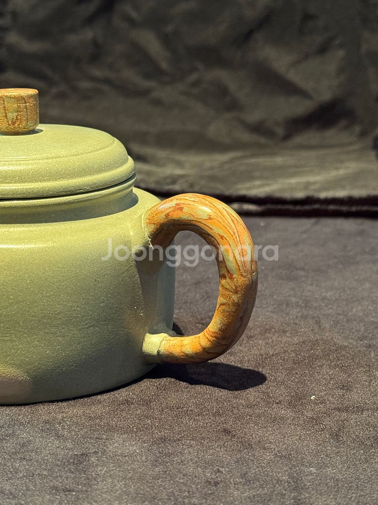 [골동품/자사호] 연리문 녹자사호--1