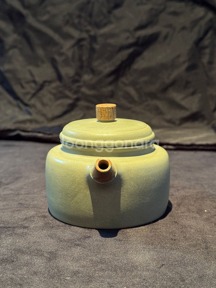 [골동품/자사호] 연리문 녹자사호--3