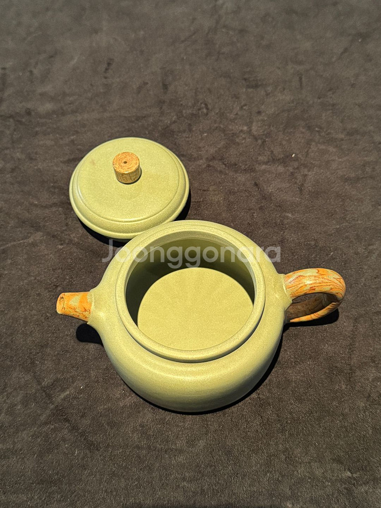 [골동품/자사호] 연리문 녹자사호--5