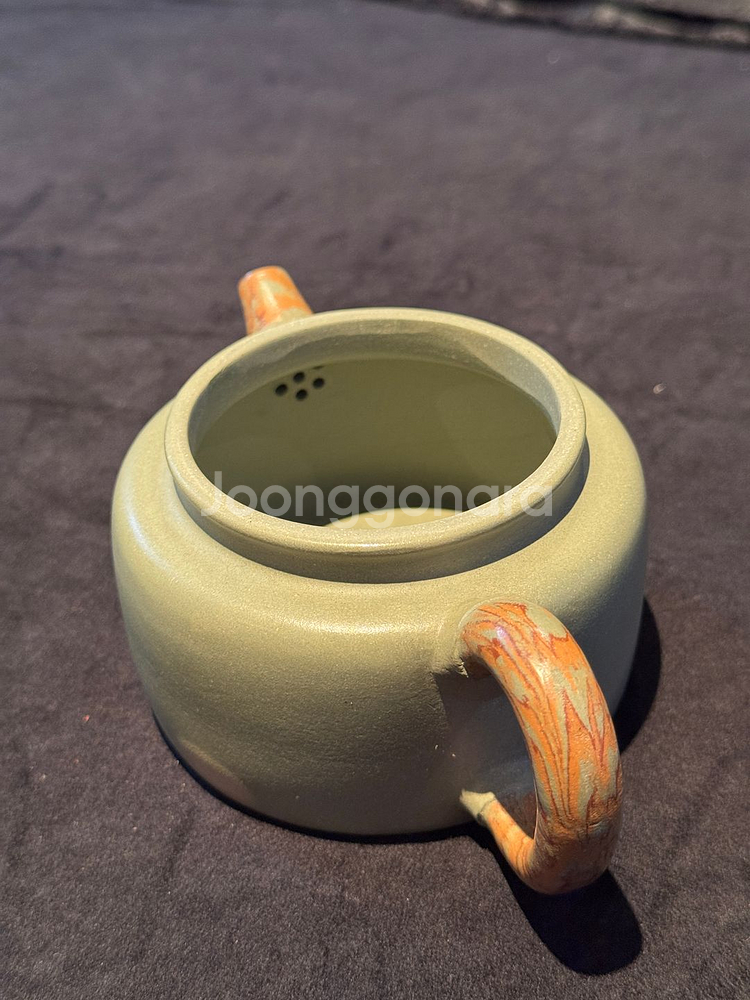 [골동품/자사호] 연리문 녹자사호--7