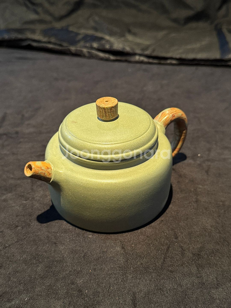 [골동품/자사호] 연리문 녹자사호--6