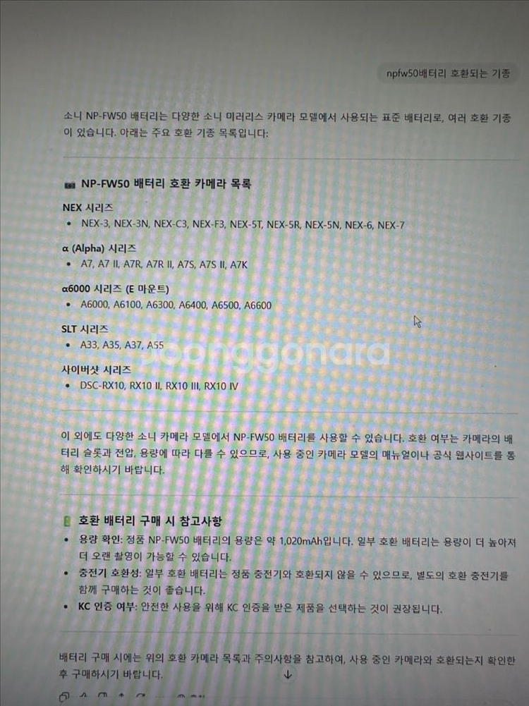소니 카메라 배터리+충전기 BC-TRW, NP-FW5--1