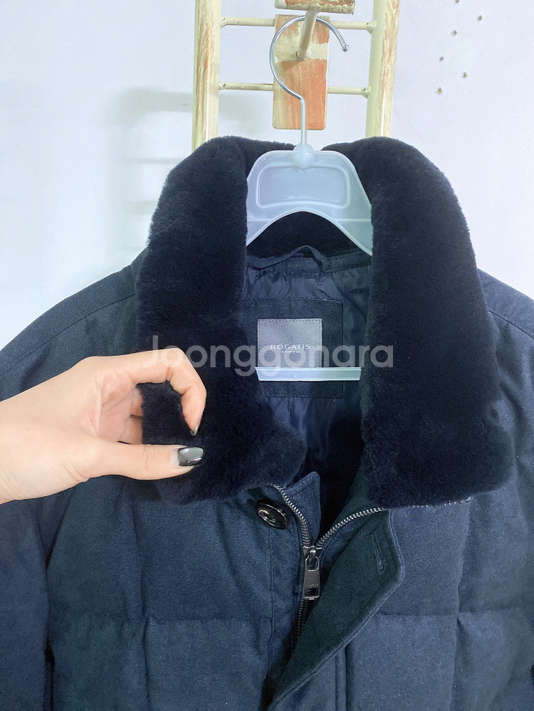 (105)로가디스남자거위털천연모피토끼털코트형패딩--1