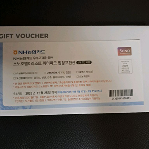소노호텔&리조트 워터파크 2인 입장교환권