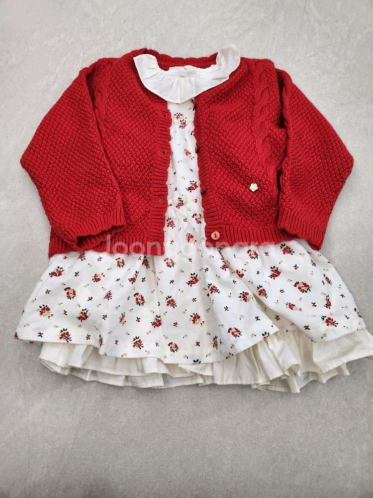 새상품)에뜨와 원피스 가디건 세트90(블루머 포함)--0