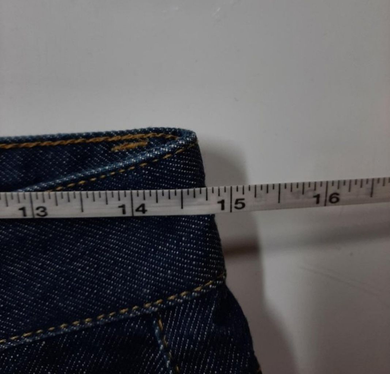 29)플랙진 셀비지 가죽패치 중청바지 일자청바지--6