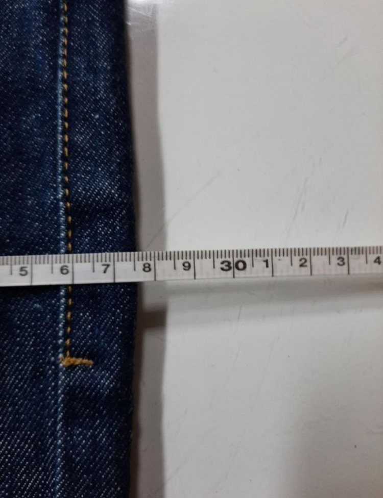 29)플랙진 셀비지 가죽패치 중청바지 일자청바지--7