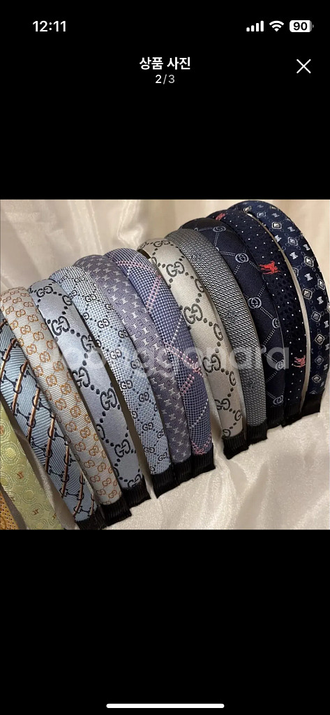 구찌 업사이클링 헤어밴드 1.5cm--1