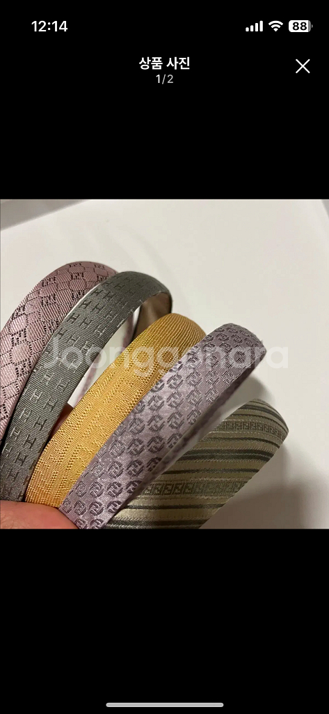 명품 넥타이 업사이클링 헤어밴드 (2cm)--0