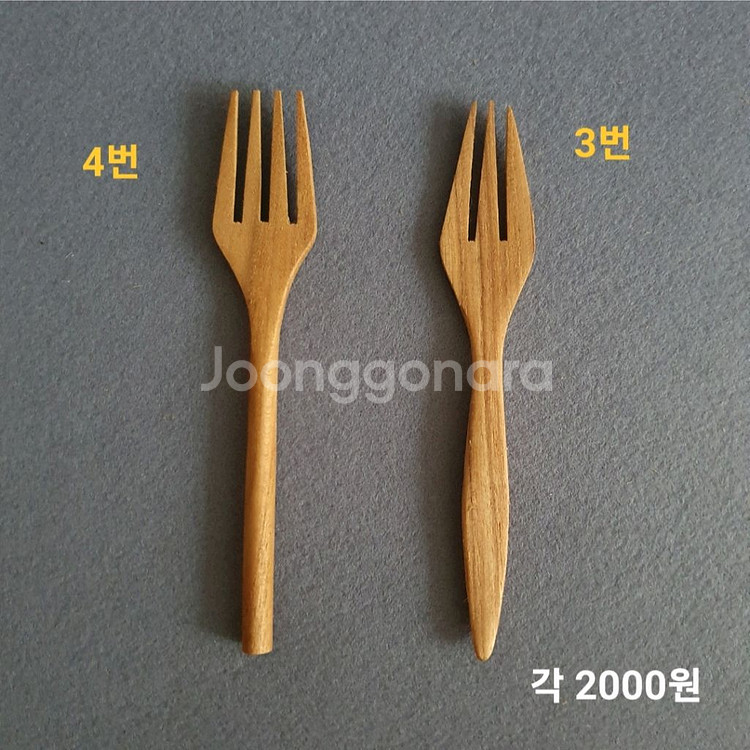 티크 우드 원목 나무 커트러리 스푼 포크 버터나이프--4