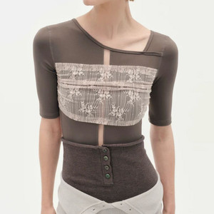 typha 타이파 레이스 숏 슬리브 레오타드 발레복