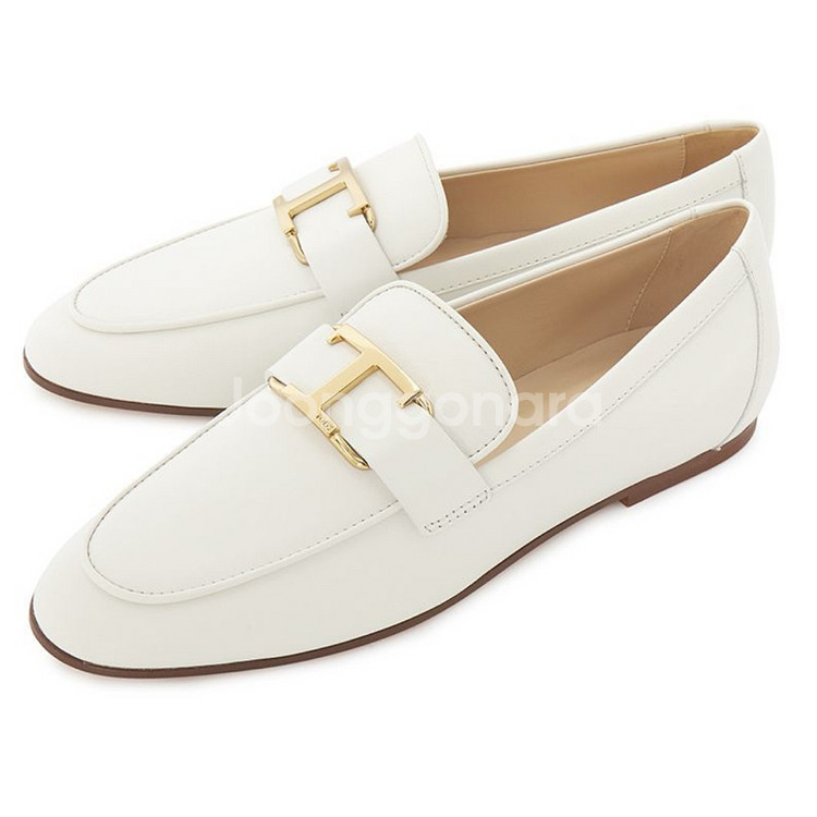 TODS 토즈 화이트 레더 로퍼--1