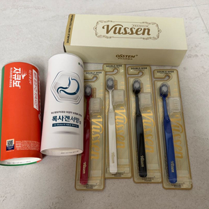 뷰센 더블와이드 칫솔 + 보호캡, 4개입,휴지2통
