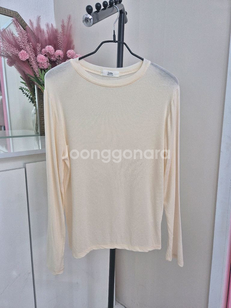 베이직 데일리 텐셀 시스루 라운드 이너 긴팔티셔츠--2