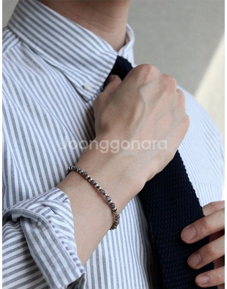 이노피릿 문스톤 그레이 원석 팔찌 19cm--3