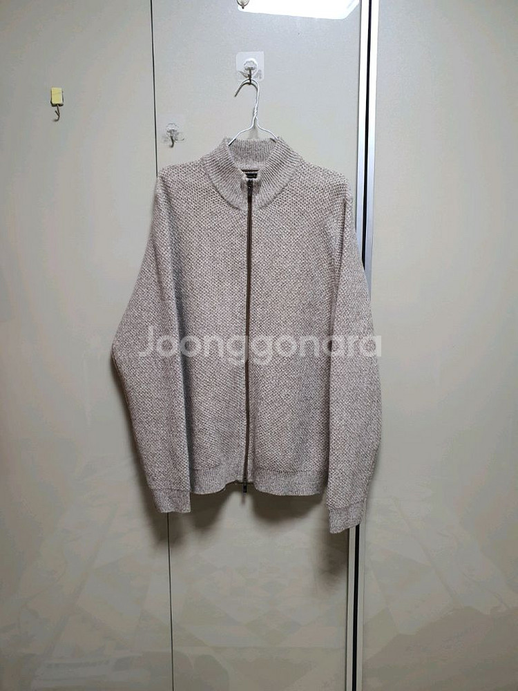 마시모두띠 캐시미어 블렌디드 남성와플 집업가디건(XXL--0