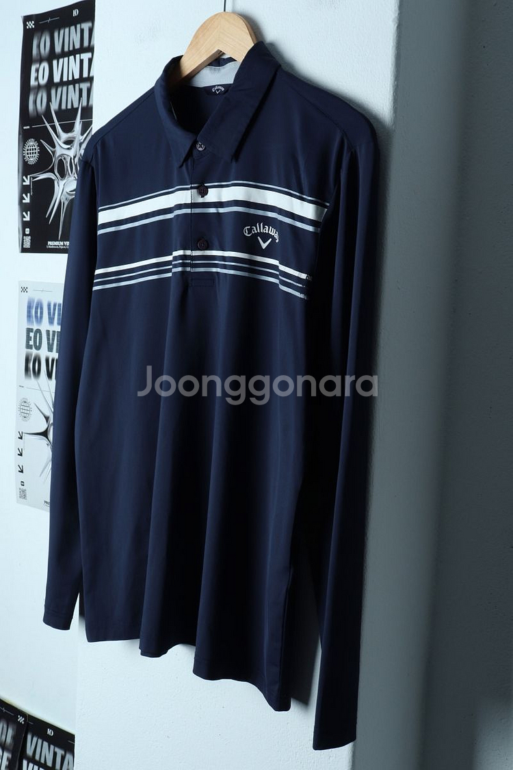 (L) 캘러웨이 카라 긴팔티셔츠 골프 사용감 네이비--0