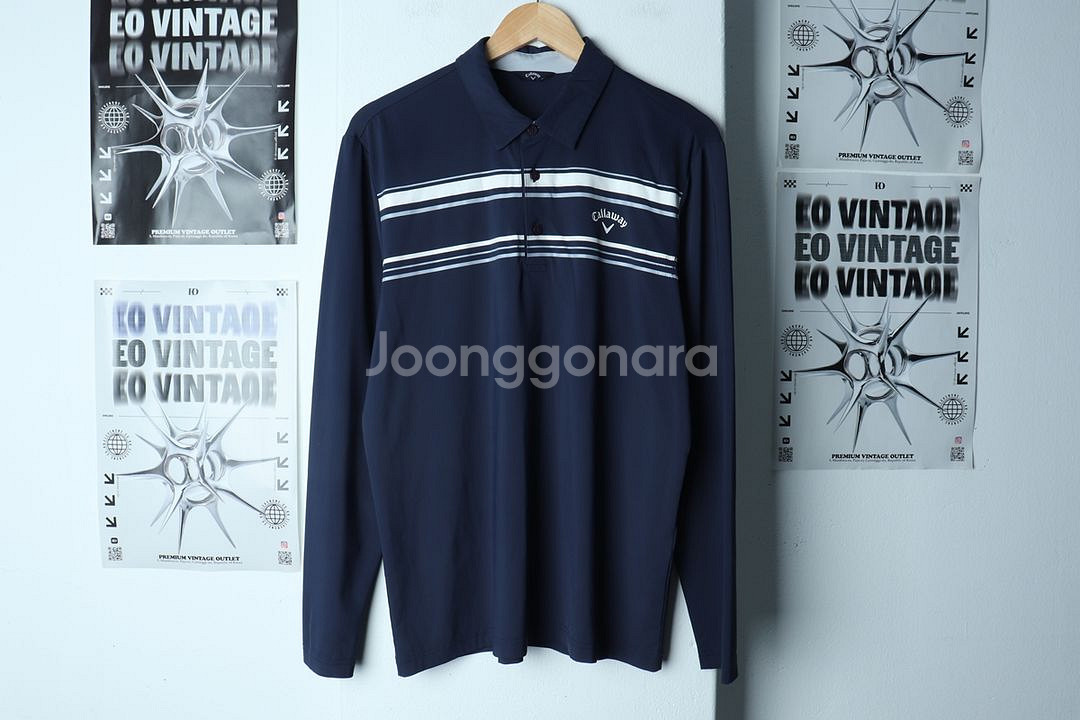 (L) 캘러웨이 카라 긴팔티셔츠 골프 사용감 네이비--1