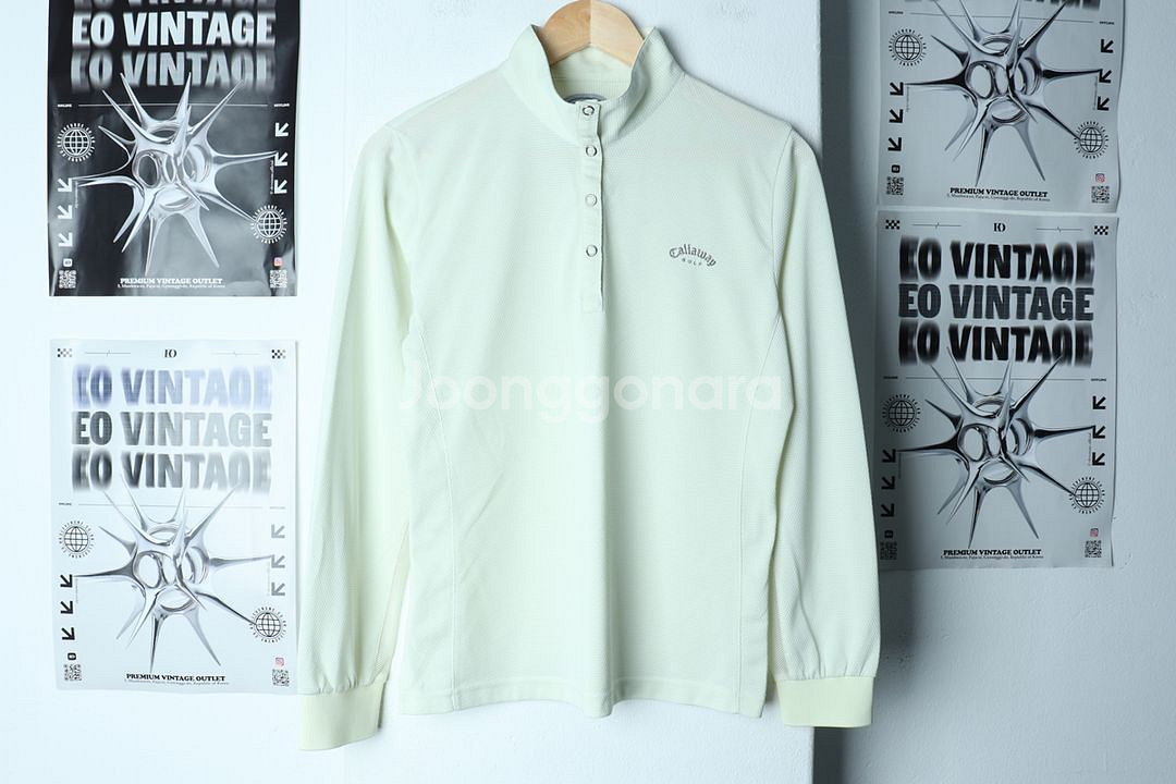 W(XL) 캘러웨이 카라 긴팔티셔츠 골프 연그린--1