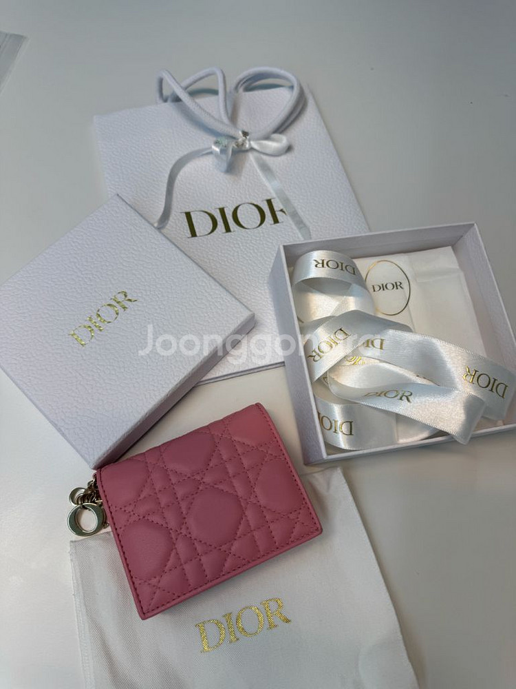 [DIOR]디올 레이디 디올 미니 지갑 핑크--0