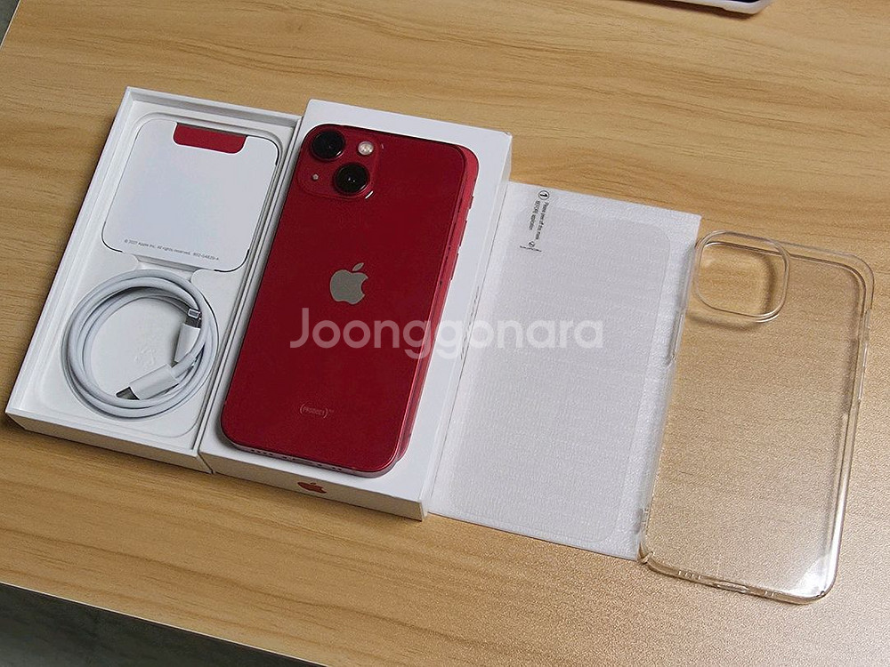 아이폰13미니 프로덕트 레드 순정상태 S급 배터리99 풀박 풀세트--0