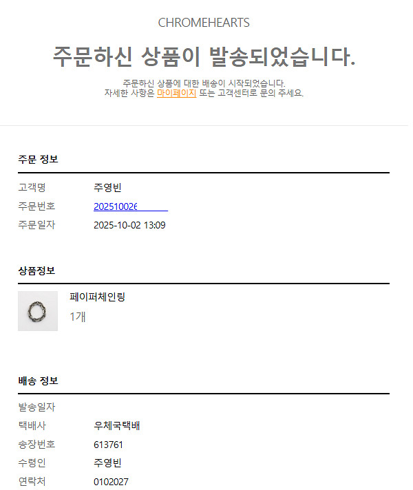 크롬하츠 페이퍼체인 링 20링크--4