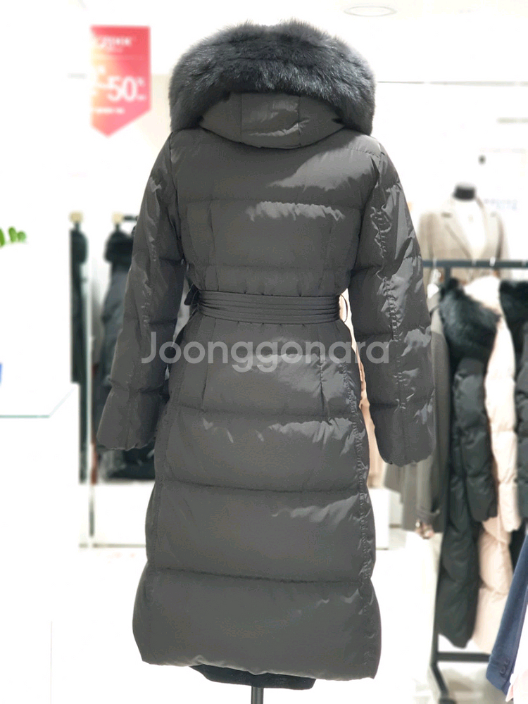 온앤온 덕다운 폭스퍼 롱패딩 그레이--3