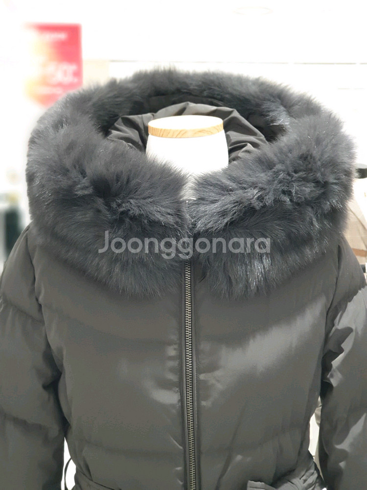 온앤온 덕다운 폭스퍼 롱패딩 그레이--4