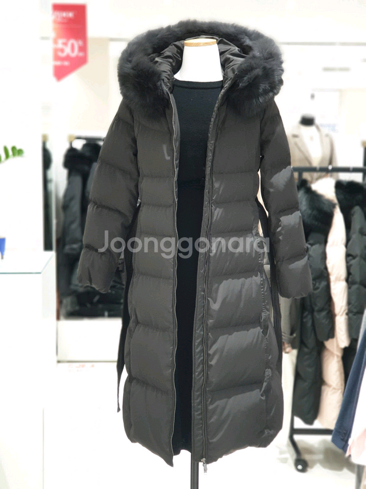 온앤온 덕다운 폭스퍼 롱패딩 그레이--6