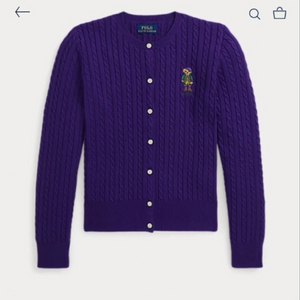 새상품 폴로 걸즈 베어 가디건 퍼플 라지