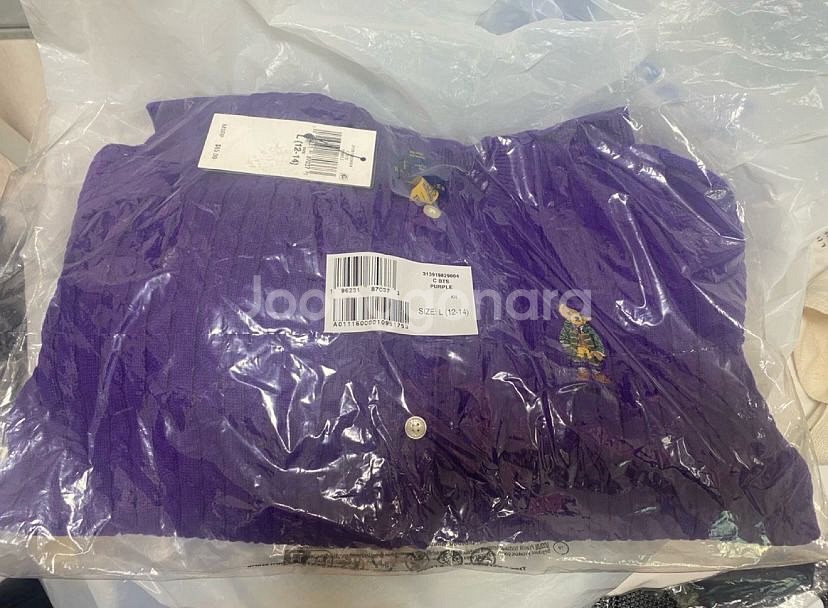 새상품 폴로 걸즈 베어 가디건 퍼플 라지--1