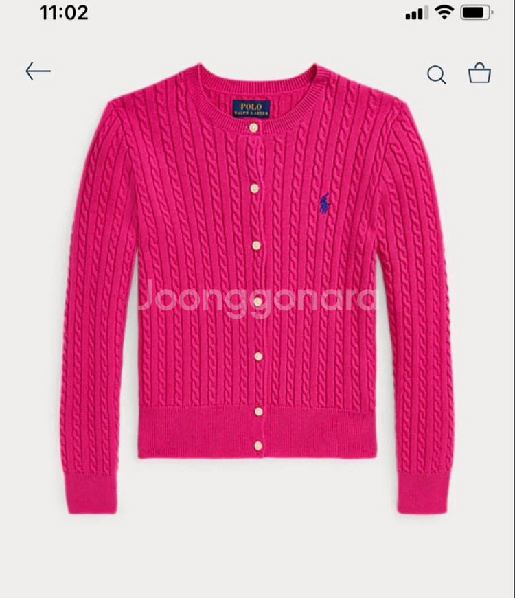 새상품 폴로 걸즈 가디건 핑크 라지--0