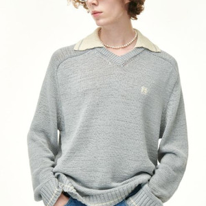 satur 세터 로잔 브이 넥 칼라 니트 글레이셔