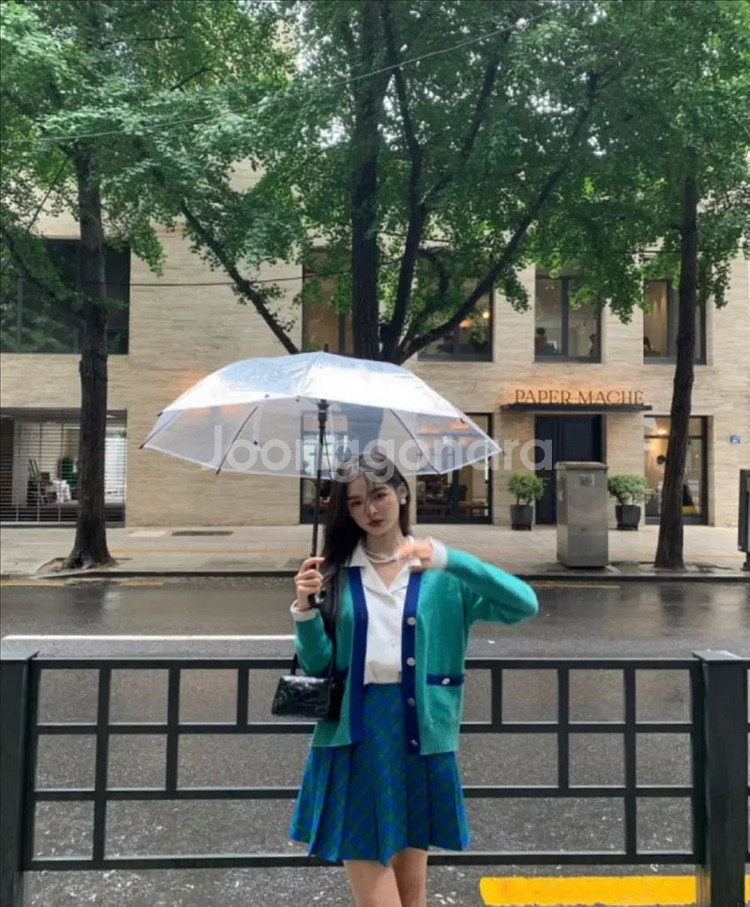 서쿠키 블루 체크 스커트--2