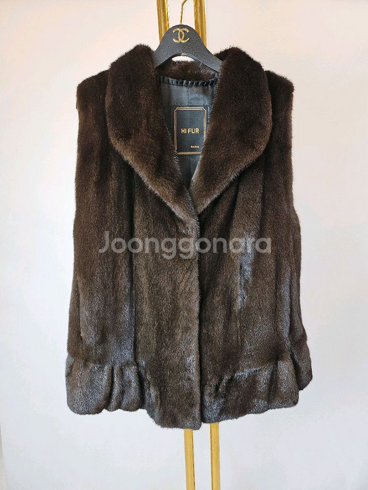 득템찬스 블랙 풀스킨 세미롱밍크베스트--0